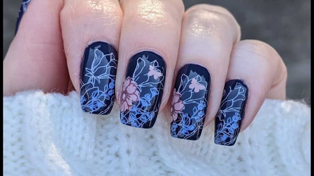 Floral Stamped Nail Arts
